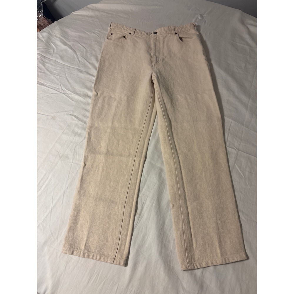 Orvis s Plein High Rise Straight Leg Jeans Mens 36 Cream Off-White